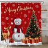 MSAYNFG Christmas Snowman Shower Curtain Red Xmas Trees Deer Winter
