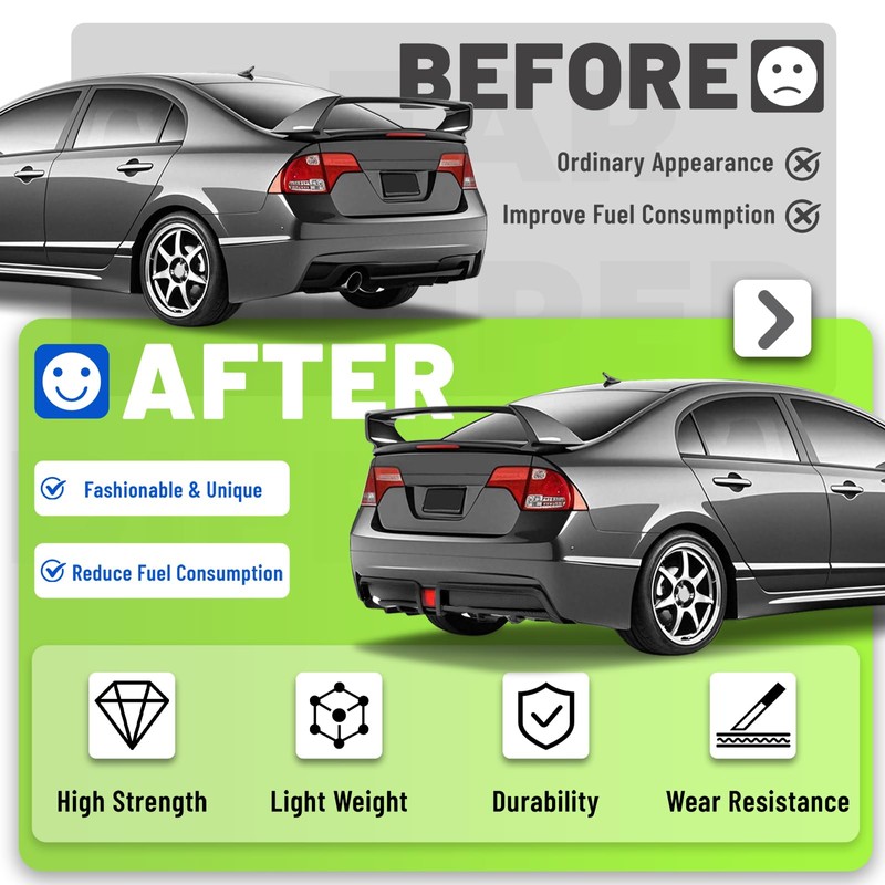 JMTAAT Rear Bumper Diffuser Compatible with 2006-2011 Honda Civic 4
