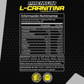 Forzagen | Premium L-Carnitina | 240 mg de L-Carnitina | 60 Servicios | Pre-Entrenamiento | Con Cetonas de Frambuesa - Café Verde - Picolinato de Crom