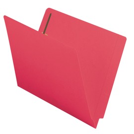 Smead End Tab Fastener File Folder, Shelf-Master Reinforced Straight-Cut Tab, 2 Fasteners, Letter Size, Red, 50 per Box (25740)