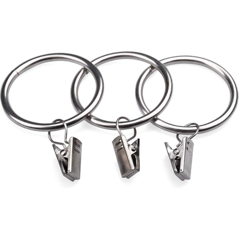 Curtain Rings with Clips - Set of 28,Interior Diameter 1.18",Fits