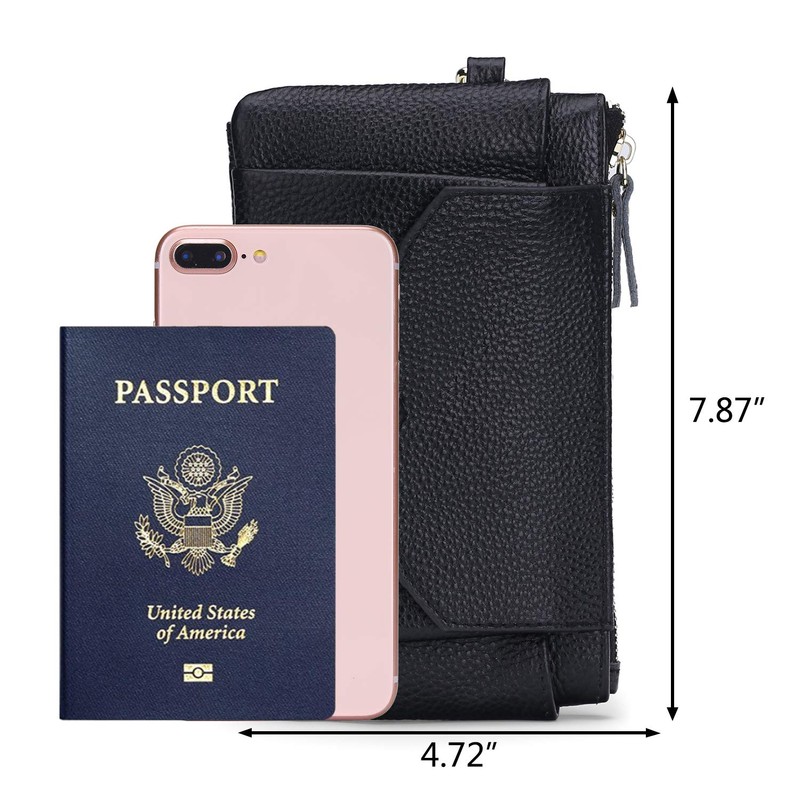 YALUXE Women's Genuine Leather Wristlet Clutch Ladies Handbag Purse Card