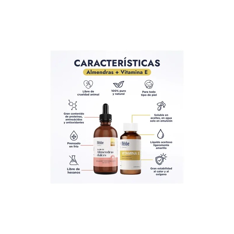 Aceite de Almendras Dulces 120ml y Vitamina E 50g Kit