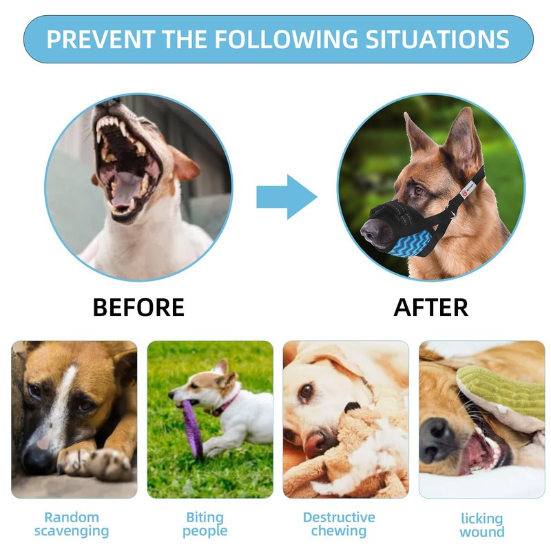 PET'S HUB Adjustable Dog Muzzle, Soft & Breathable, Prevents Biting
