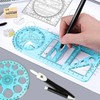 EULAPGOE Multifunctional Geometric Ruler, 4 Pieces Geometric Drawing Template, Geometry