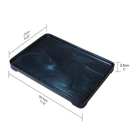 Suanti Delicate Handcraft Black Pearl Sheen Resin Bathroom Vanity Tray for Counter, 11.6"x8.25" Large Home Decor Tray for Soap,Towel,Candles,Perfume,Rectangle Sink Organizer Tray for Coffee Table