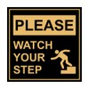 Signs ByLITA Square Please Watch Your Step Sign(Black/Gold) - Small