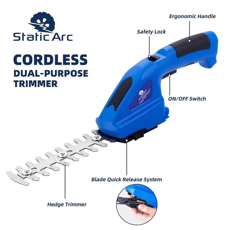 CORDLESS GARDEN SHEARS GRASS HEDGE SHRUB TRIMMER 2in1 DUAL ATTACHMENTS