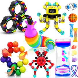 15 Pack Fidget Toys Bulk for Adults Kids, Figette Classroom Must Have Special Treasure Prize Box Tool Calm Down Quiet Sensory Autism ADHD Stress Anxiety Autistic School Gift Set Stocking Stuffer Kids