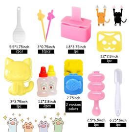 BANBALLON Rice Ball Mold Cute Cat Sushi Mold for Kids Musubi Maker Press Rice Ball Mold Shaker Mini Sauce Bottle Sushi Mold Kit for Fun Lunch Box Picnic Tool (Sitting Cat)