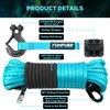 YUNFUER 1/4" x 50ft Synthetic Winch Rope Cable Kit, 10000LBS