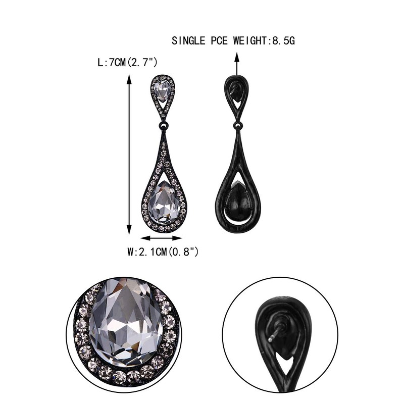 EVER FAITH Women's Earrings Austrian Crystal Elegant Dual Drop Stud