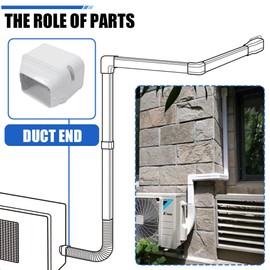 Cestluck Mini-Split Line Set Cover Parts: Duct End 3" Line Hide Accessories for Mini Split Central AC HVAC Heating System - Waterproof Outdoor PP Pipe Cover