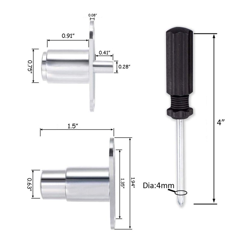TIHOOD 2PCS Push Plunger Lock with 1pc Slotted Screwdriver, 3/4-inch(19mm)