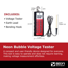 BEIYI Electric Fence Voltage Tester, Portable Fence Tester, Neon Lights Farming Equipment Testing Tool Fault Finder Max 1000V-8000V