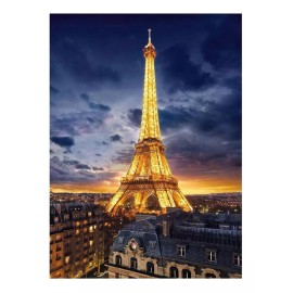 Clementoni Rompecabezas Paris Torre Eiffel Iluminada 1000 Pz Clementoni Francia Ciudad De Las Luces Romantico Con Poster