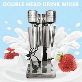 Double Head Milkshake Maker,Commercial Electric Stainless Steel Drink Mixer with 2 Speed Ajustable 180W 110V