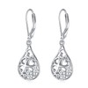 VONALA Filigree Teardrop Four Leaf Clover Earrings 925 Sterling Silver