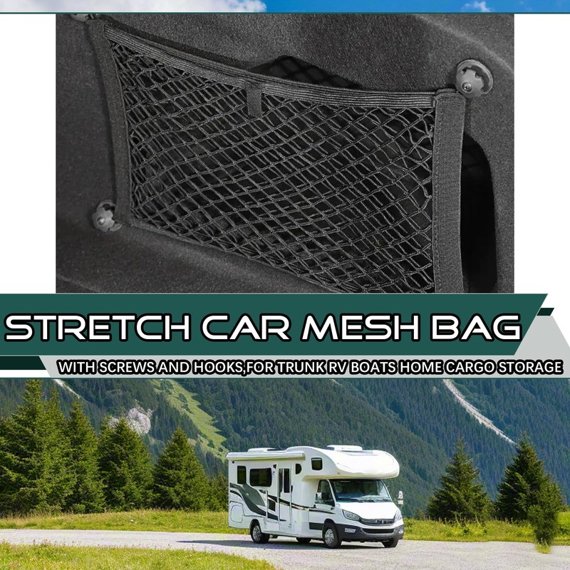 JINGKE 2 Pcs Small Cargo Net Pocket Elastic Mesh Netting