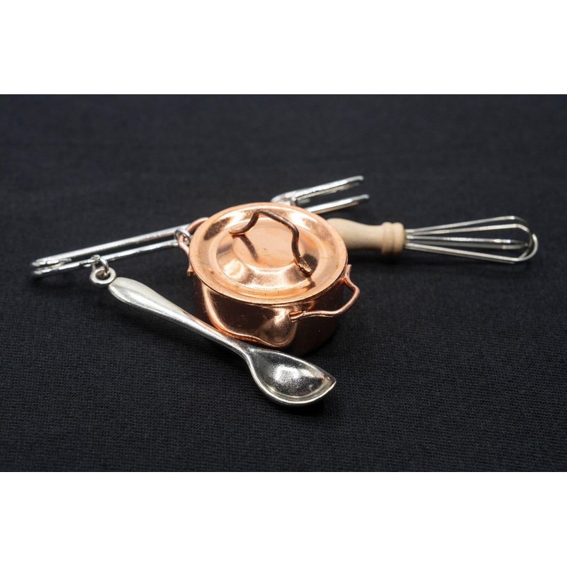 Miniblings Topf Löffel Schneebesen Brosche Anstecknadel Pin Koch Köchin Kochen