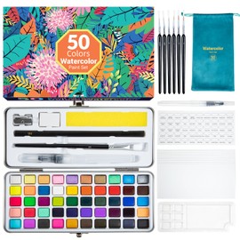 ANYUKE Watercolor Paint Set, 50 Colors Water Colors Paint Adult Set for Beginners and Professionals, Travel Watercolor Set with Carrying Bag, Watercolor Papers and Detail Paint Brushes