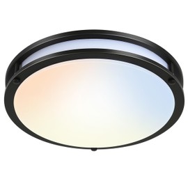 16 inch Dimmable LED Flush Mount Ceiling Light, Oil Rubbed Bronze, 36W, 2200LM, 2.7/3/3.5/4K/5K Adjustbale, 120°Light Angle, CRI80, Ceiling Lamp for Bedroom, Kitchen, Office, Garage, ETL Listed