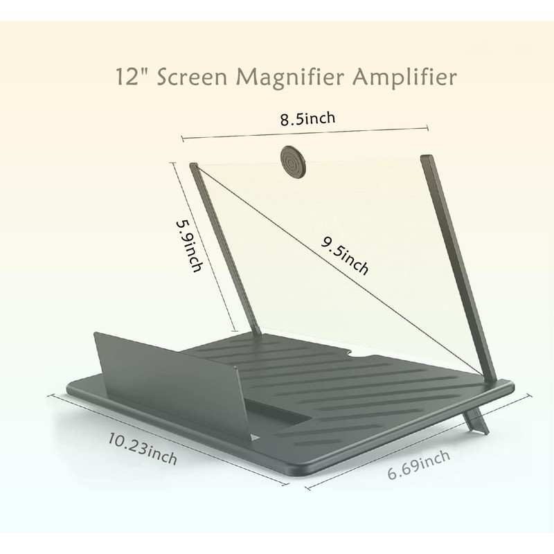 12-inch Phone Screen Magnifier, Foldable Phone Stand with Screen Magnification