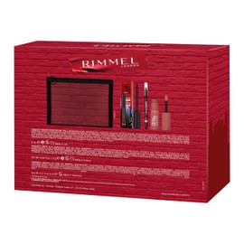 Rimmel London Cofanetto Regalo Live Your London Look, Pochette con Mascara Thrill Seeker, Matita Occhi Scandal'Eyes Kohl Black Waterproof e Rossetto Liquido Thrill Seeker Lip Latex