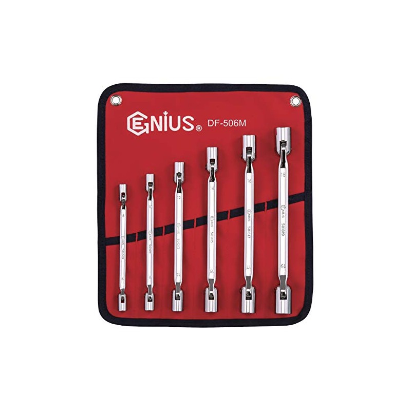 Genius Tools 6PC Metric Double Flexible Socket Wrench Set (Mirror