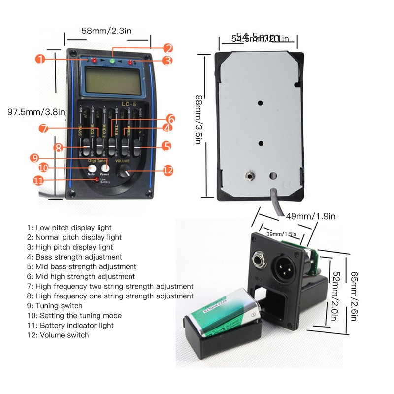 Acoustic Guitar Pickup Precise Tuning Multi Functional Guitar EQ Equalizer