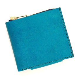 Agility affa "Loft Wallet" Bifold Wallet, Genuine Leather, Compact, Men's, Thin, Double Layer, Small, Turquoise