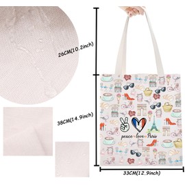TSOTMO Paris Frankreich Geschenk Paris Trip Wiederverwendbare Tasche für Paare Fans Romantisches Paris Geschenk für Hochzeit Valentinstag, Peace Paris Tragetasche, medium