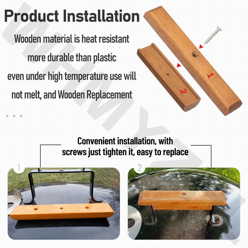 2-Pack Custom Wooden Replacement Handle for Weber Charcoal Grill -