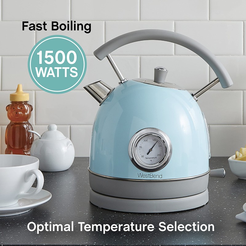 West Bend Electric Kettle Retro-Styled Stainless Steel 1500 Watts with