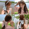 Long Ribbon Headband Bow Hair Bands with Floral and Pearl
