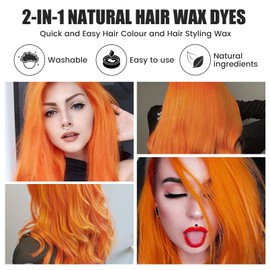ZENTANMEI Temporary Hair Color Wax Hair Coloring Styling Wax Colored 4.23.Oz Each Neutral Hair Wax Clay Mud Matte Long-Lasting Definition Hairstyle Cream (Orange)