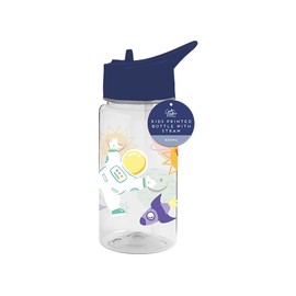PRISTINE ENTERPRISE KIDS WATER BOTTLE WITH STRAW-FLIP NOZZLE-BPAFREE-CARRY HANDLE-SCREW ON LID- 400 ML-RAINBOW-UNICORN-SPACE-DINOSAURS ASSORTED DESIGNS (SPACE)