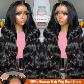 DAFIOBA Body Wave Lace Front Wigs Human Hair Pre Plucked 180% Density HD Lace Frontal Wigs 13x4 Glueless Human Hair Wigs for Black Women With Baby Hair Natural Hairline Body Wave Wig 30inch