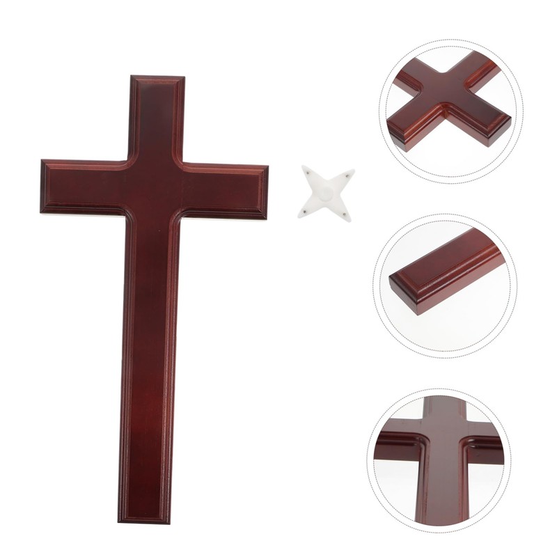 Ciieeo Solid Wood Crucifix Cross Wall Hanging Decor Wooden Craft