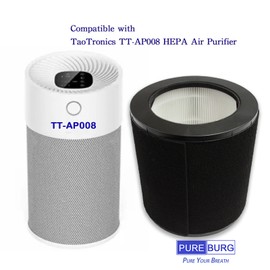 PUREBURG Replacement Filter Set Compatible with TaoTronics TT-AP008 & Gukify AP008 Air Purifiers,H13 HEPA Activated Carbon Pre-Filter 3-Stage Filtration Air Clean VOCs Odor