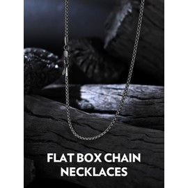 Bandmax Black Box Chains for Men Women 2MM Slim Long Flat Cable Rolo Link Chain Necklace to Hold Pendant 26 Inch Necklaces for Son Husband Grandson