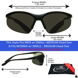 proSPORT Full Lens Reading Sunglass Reader Safety +2.50 Smoke Lens 3 Pack Sport Wraparound Curve Not Bifocal