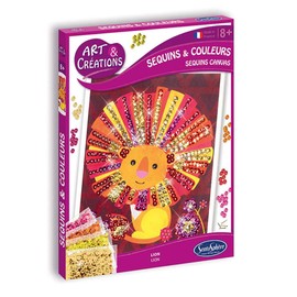 Sentosphere 3902016 Sequin Art Craft Kit, Creative Kit for Children and Adults, DIY Sequin Picture, Lion Motif