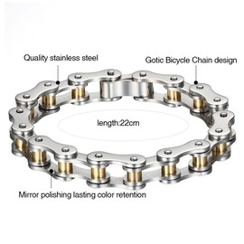 OIDEA Men's Bracelet Stainless Steel Motorcycle Chain: Heavy Bracelet Punk Gothic Men's Bracelet Biker Motorcycle Chain Link Bracelet Bangle Stainless Steel Bracelet Wrist Gift, Stainless Steel,