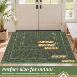 BEQHAUSE Dirt Trapper Door Mat 24" x 36", Non-Slip Washable Doormats Entrance Mat, Dirt Resistant and Absorbent Welcome Mat, Low Profile Floor Mats for Front Back Door and Entryway, Green