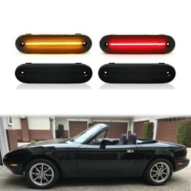 GTINTHEBOX Smoked Lens Amber/Red LED Side Marker Light Kit Compatible With 1990-2005 MAZDA MX-5 MIATA Fender Bumper Lamp