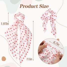 6 PCS Bow Silk Scrunchies, Cherry Hair Ties with Bows, Hair Scrunchies for Women Girls, Knotted Bow Silk Hair Ties, Satin Hair Ribbon Elastic Hair Tie Hair Accessories Gifts Holiday（Cherry&Flower）