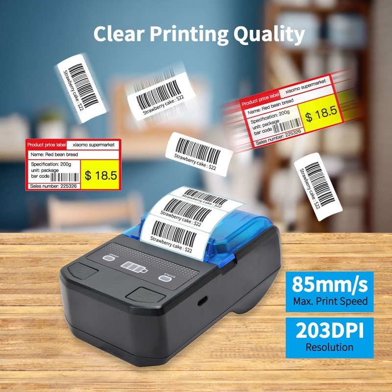 Portable 58mm Thermal Label Maker Wireless BT Mini Label Printer