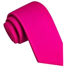 Branduce Silk Hot Pink Tie Pure Color Fuchsia Pink Ties Business Wedding Formal Necktie for Men (TA05-03)