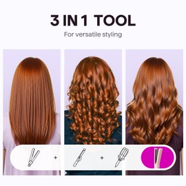 Wavytalk Airflow Styler Curling Iron, Cool Curl, 360° Cool Air Lock in Style for Lasting Curls, Reduces Damage, 2 in 1Hair Straightener and Curler, 1.25 Inch, Anti-Scald for Short Long Hair, Pink